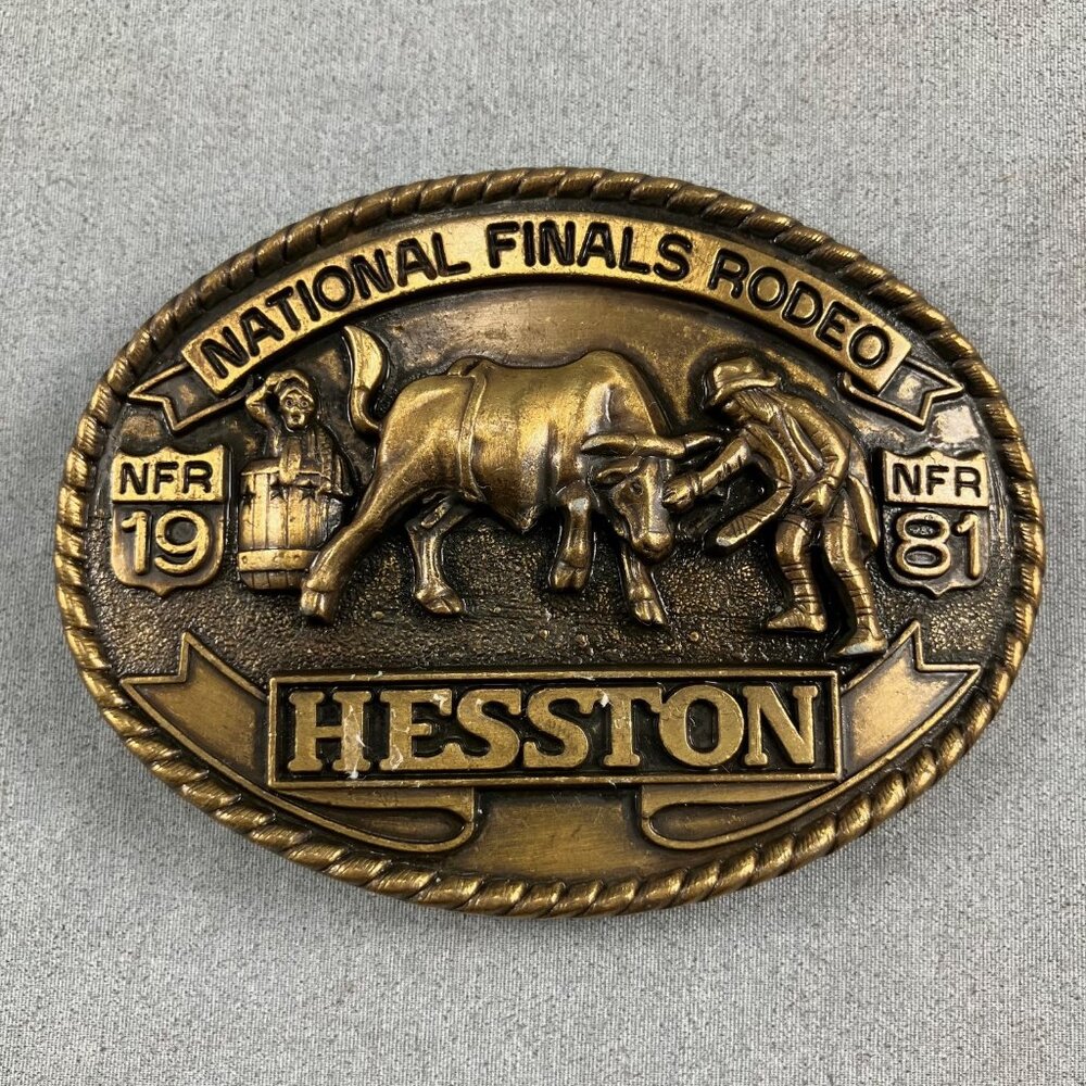 Western Belt Buckle 1981 Hesston NFR Bronze Oklahoma City Pro Rodeo Clown PRCA